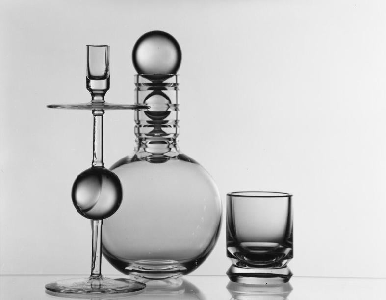 A.D. Copier - karaf met ringen A.D. Copier collectie, Antiek en Kunst, Antiek | Glas en Kristal, Ophalen of Verzenden