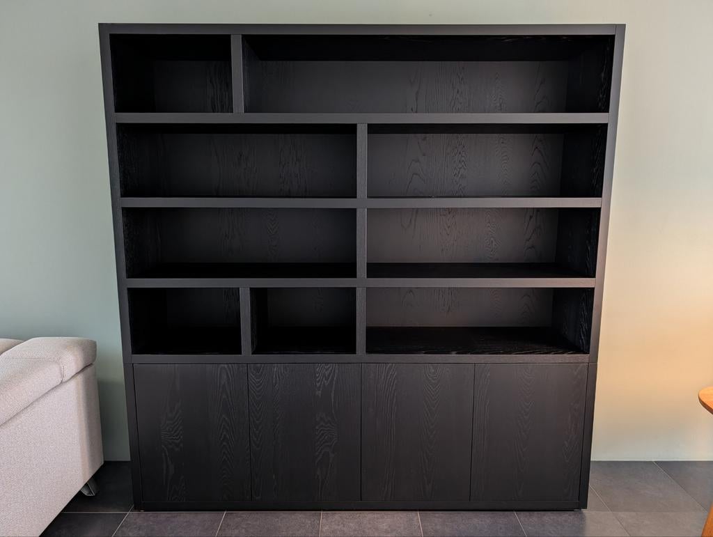 Zwarte eiken Buffetkast type Barcelona, Huis en Inrichting, Ophalen, Met deur(en), 200 cm of meer, Eikenhout