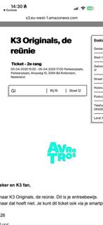 OG K3  2 tickets 5 april in Ahoy, Twee personen, April