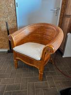 Vintage rotan stoel met kussen, Ophalen, Gebruikt, Bruin, Riet of Rotan