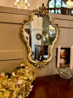 Antieke brocabte kuif spiegel, landelijk wonen, Ophalen, Rechthoekig
