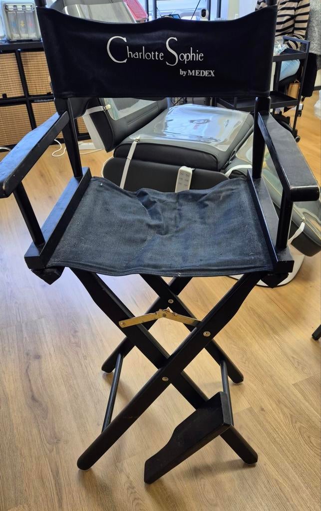 Professionele make-up stoel Charlotte Sophie by MEDEX, Ophalen, Regisseursstoel, Professioneel, Modern, Gebruikt, Zwart