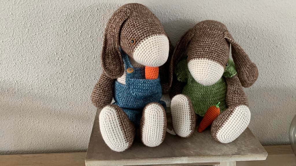 Gehaakte konijnen, Hobby en Vrije tijd, Breien en Haken, Ophalen of Verzenden, Zo goed als nieuw, Haken, Overige typen