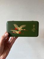 Vintage de Gruyter Kraanvogel Blik Groen, Lepelblik Theeblik, Ophalen of Verzenden, Gebruikt, Thee