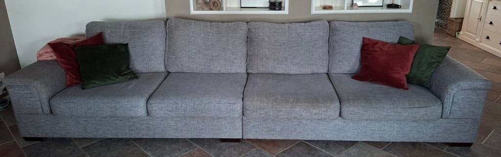 Lange zitbank, grijs/bruin gemêleerd, Ophalen, Gebruikt, 75 tot 100 cm, Stof