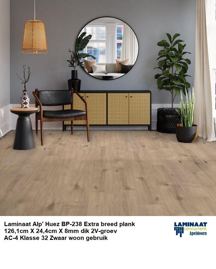 Laminaat Alp D" Huez 24cm breed plank Zwaar woon gebruik, Bruin, 75 m² of meer, Nieuw, Ophalen of Verzenden