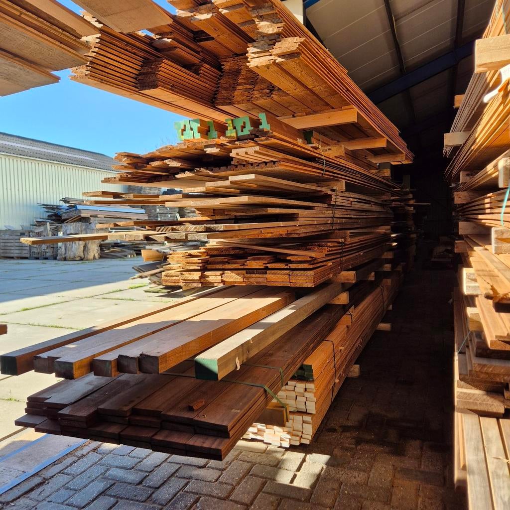 Thermo Vuren, Ayous en Fraké Hout - Diverse Partijen, Ophalen, Minder dan 25 mm, Nieuw, Plank