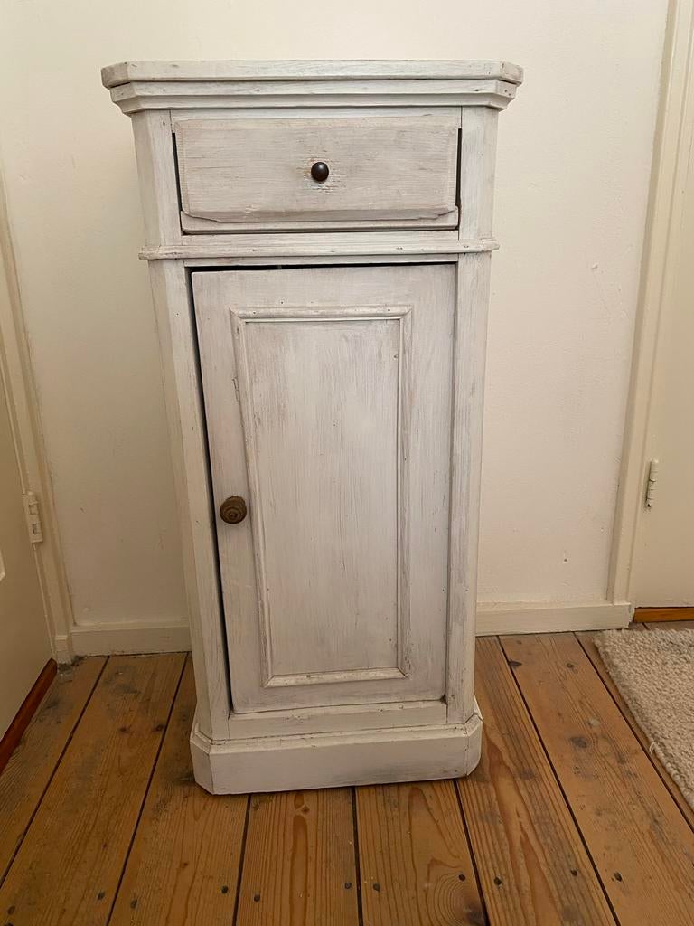 Brocante nachtkastje/halkastje wit 40x35x83 cm, Ophalen, Gebruikt, Minder dan 45 cm, 70 cm of meer