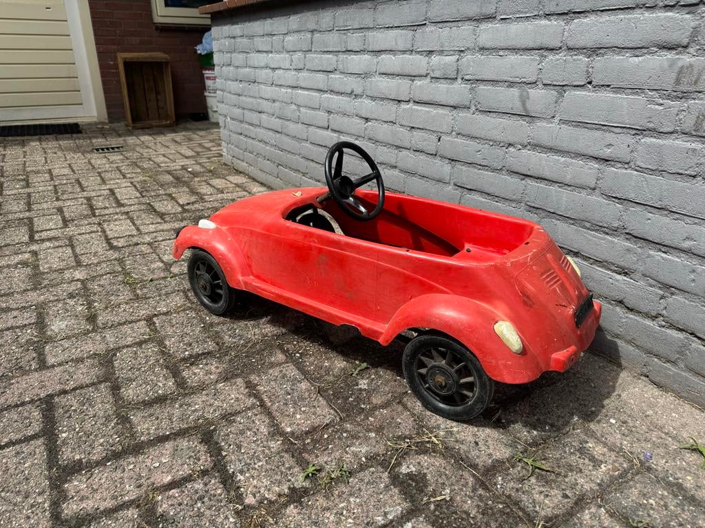 Rode VW trapauto - Vintage model Kever, Antiek en Kunst, Antiek | Speelgoed, Ophalen