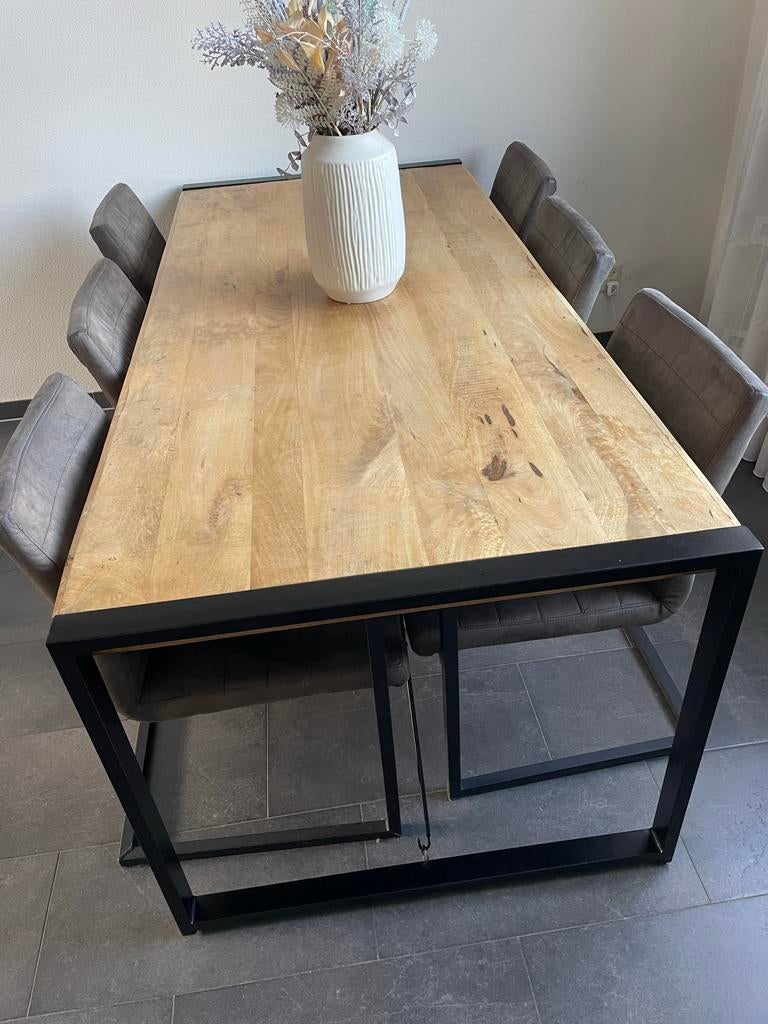 Mangohout meubels set te koop!!, Huis en Inrichting, Tafels | Eettafels, Ophalen, Gebruikt, 50 tot 100 cm, 150 tot 200 cm