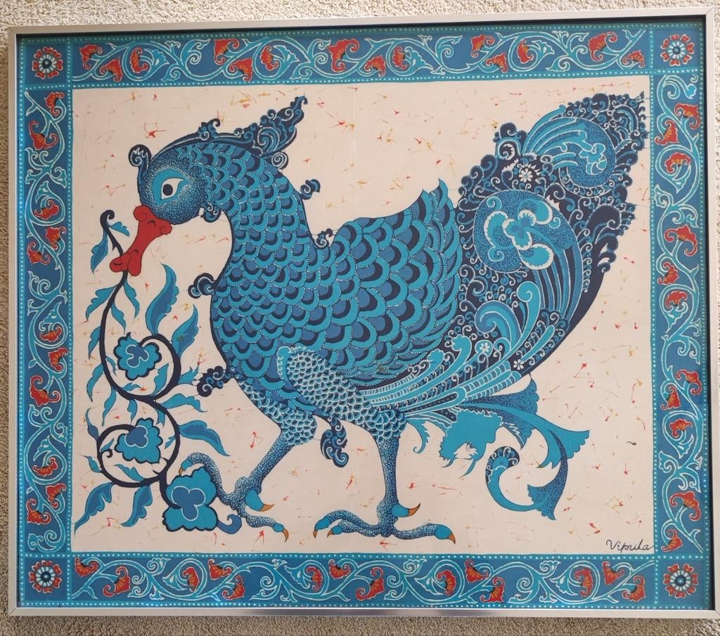 Twee ingelijste Batik-kunstwerken, Huis en Inrichting, Ophalen of Verzenden, 50 tot 75 cm, Minder dan 50 cm