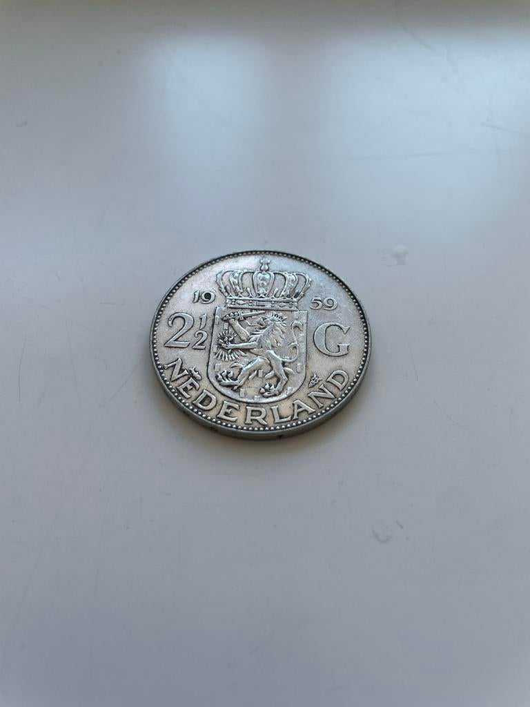 Zilveren Rijksdaalder Juliana 1959 - 2,5 Gulden, Postzegels en Munten, Munten | Nederland, Koningin Juliana, Zilver, Ophalen of Verzenden