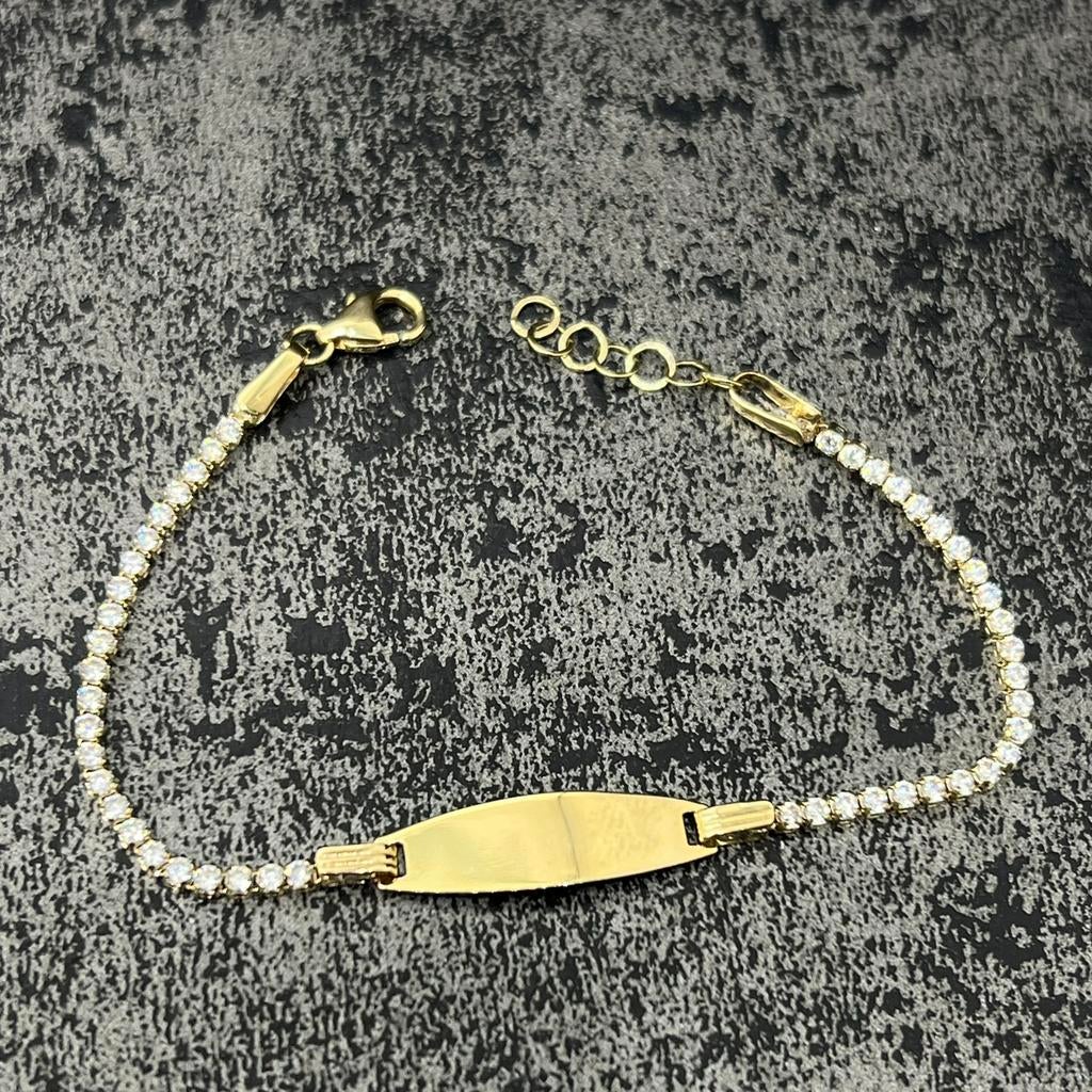 14 karaat gouden baby armband tennisschakel, Sieraden, Tassen en Uiterlijk, Armbanden, Ophalen of Verzenden, Nieuw, Goud