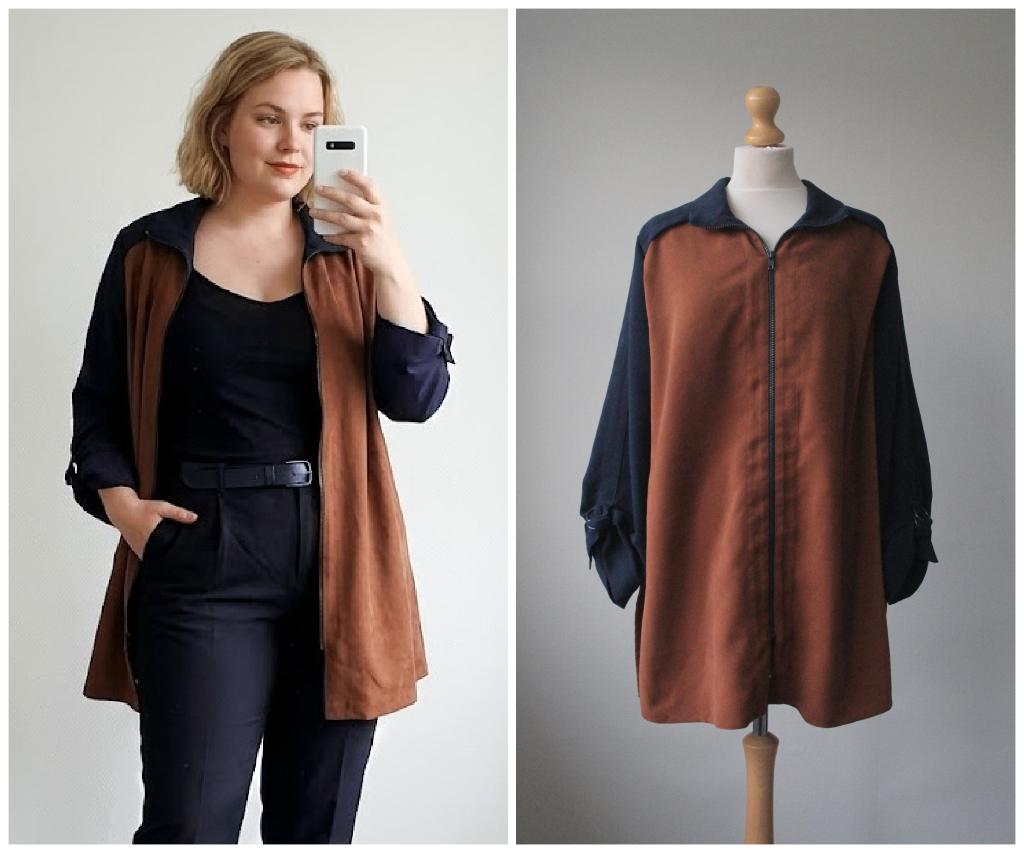 Edgar Vos - prachtig vest in bruin en blauw / maat 40 42, Kleding | Dames, Bruin, Verzenden, Maat 42/44 (L), Zo goed als nieuw