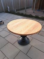 Ronde houten tafel met zwarte voet, Ophalen, Gebruikt, 100 tot 150 cm, Vier personen