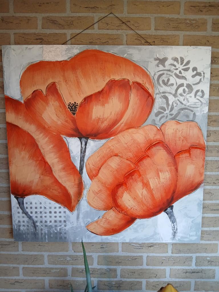 mooi schilderij klaproos, Huis en Inrichting, Woonaccessoires | Schilderijen, Tekeningen en Foto's, Ophalen, Zo goed als nieuw