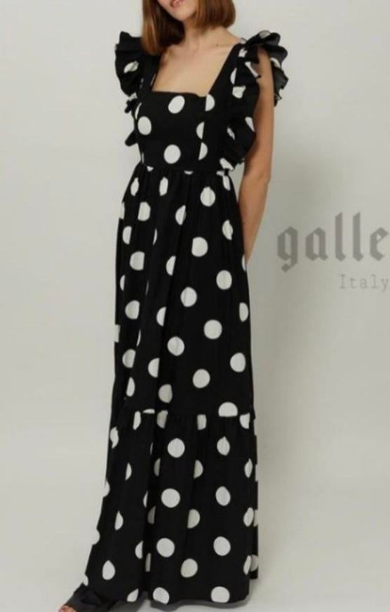 Zwarte jurk met witte stippen Maat S/M, Ophalen of Verzenden, Nieuw, Maat 36 (S), Zwart