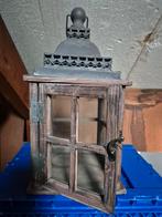 Kleine houten lantaarn met metalen dakje, Ophalen, Gebruikt, Rustiek, Landelijk