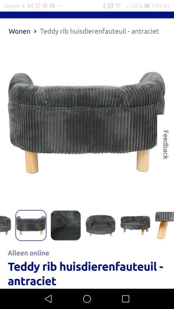 Huisdieren mand/fauteuil antraciet, Ophalen