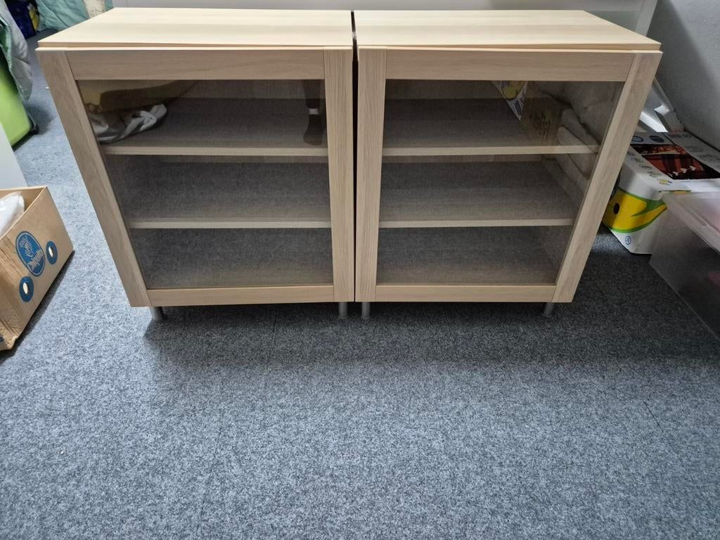 Besta kasten met glazen deuren en 3 planken, Ophalen, Gebruikt