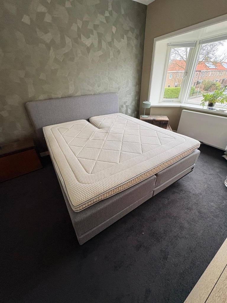 Elektrisch verstelbare boxspring incl. matrassen (180x210), Ophalen, 210 cm, Tweepersoons, Zo goed als nieuw