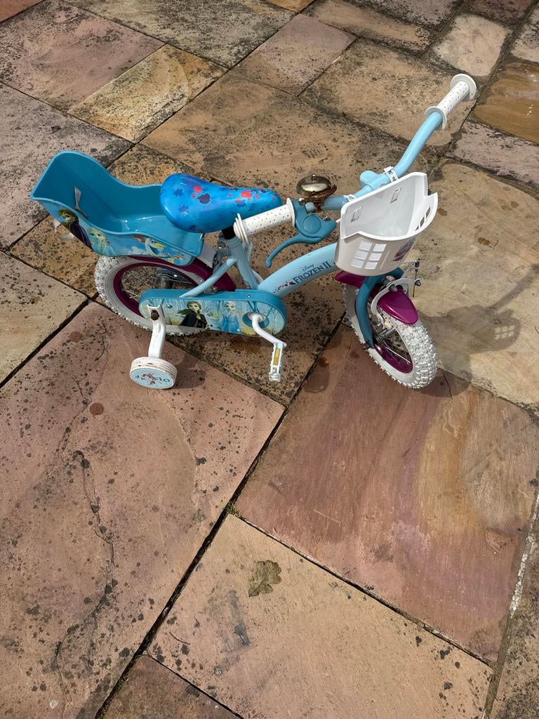 Frozen kinderfiets 12 inch met zijwieltjes, Fietsen en Brommers, Fietsen | Kinderfietsjes, Ophalen, Gebruikt, Minder dan 16 inch