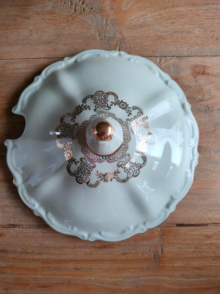 Antiek deksel voor soepterrine met gouden decoratie, Ophalen of Verzenden