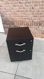 Zwarte Officekast Ladekast Bureaukast wieltjes 2 lades slot, Huis en Inrichting, Kasten | Ladekasten, Minder dan 50 cm, 1 of 2 laden