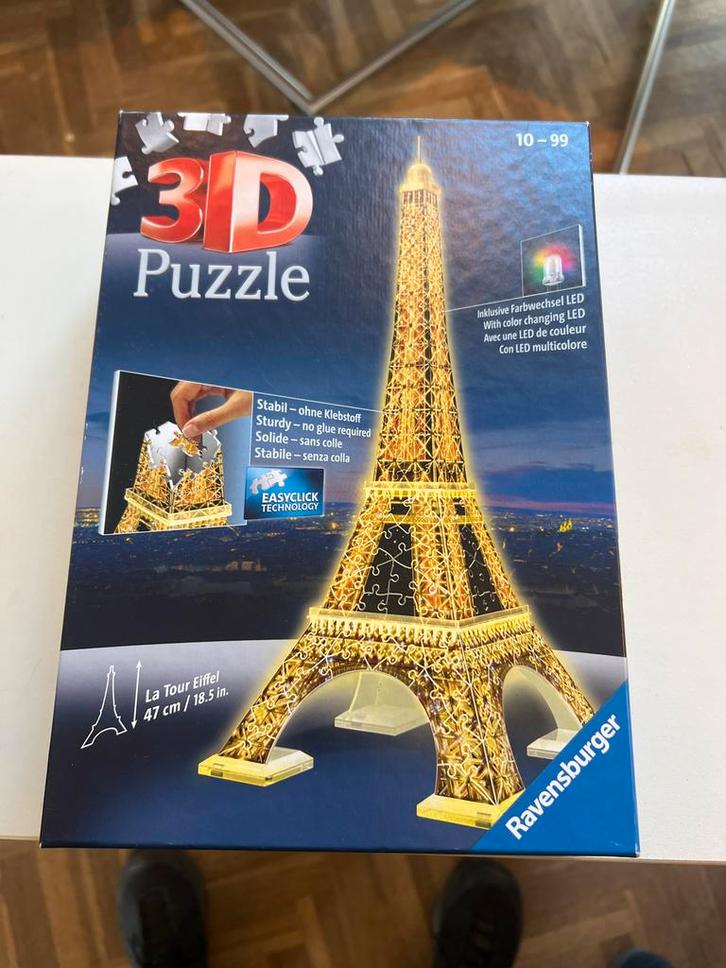Ravensburger 3D Puzzel Eiffeltoren met werkend licht, Kinderen en Baby's, Speelgoed | Kinderpuzzels, Zo goed als nieuw, 6 jaar of ouder