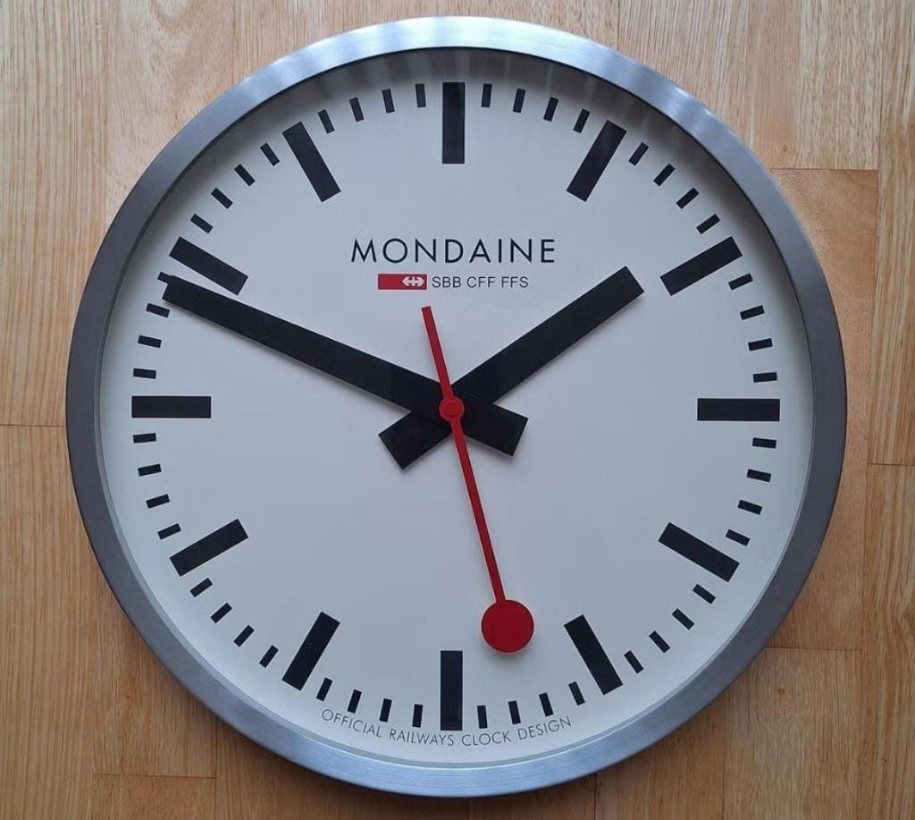 Mondaine wandklok 40cm [lees beschrijving], Ophalen, Gebruikt, Analoog, Wandklok