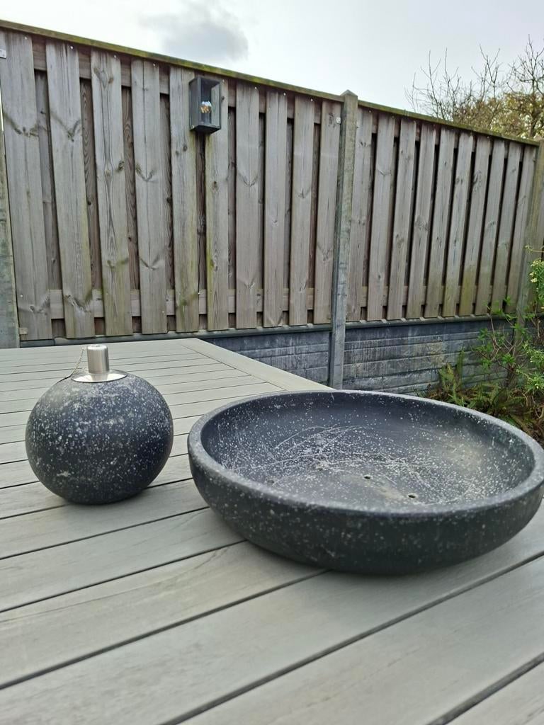 Plantenschaal en olielampje - Tuin/Terras decoratie, Ophalen, Gebruikt, Minder dan 30 cm, Minder dan 60 cm