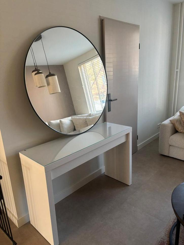 Ikea Malm toilettafel met Lindbyn spiegel en lade organizers, Huis en Inrichting, Woonaccessoires | Spiegels, Zo goed als nieuw