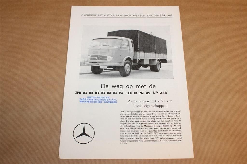 Zeldzame brochure - Mercedes vrachtwagen LP 338 - 1965, Boeken, Ophalen of Verzenden, Zo goed als nieuw, Tractor en Landbouw