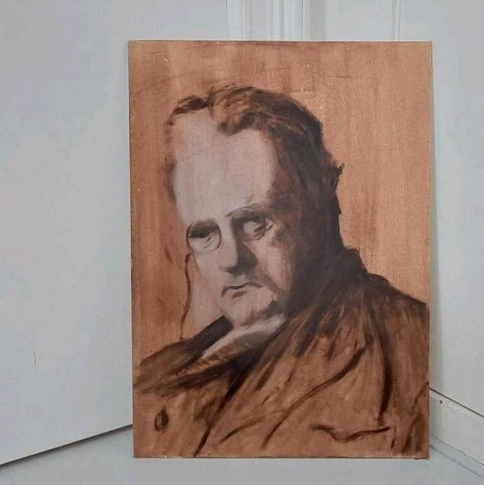 Schilderij 50x70 Portret Kunst Art Tekening Vintage Brocante, Antiek en Kunst, Kunst | Schilderijen | Klassiek, Ophalen