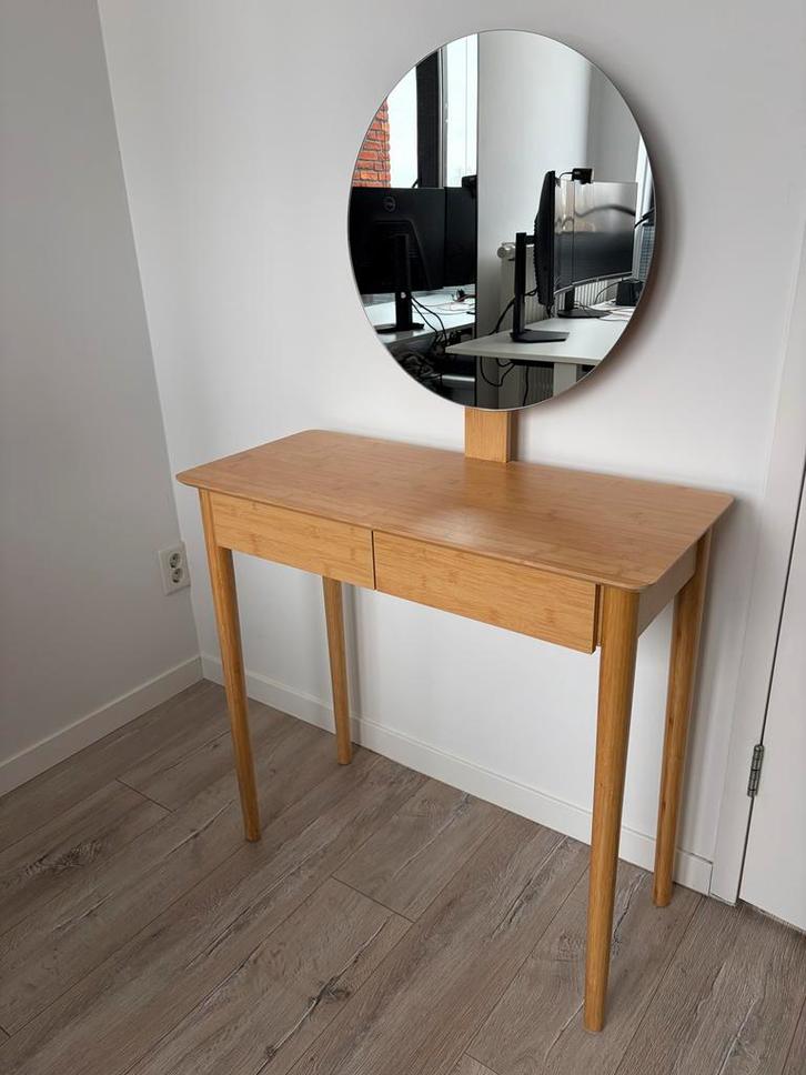 Kaptafel makeup tafel JYSK Saksild met spiegel, Huis en Inrichting, Tafels | Kaptafels, Zo goed als nieuw, 100 tot 150 cm, 50 tot 100 cm