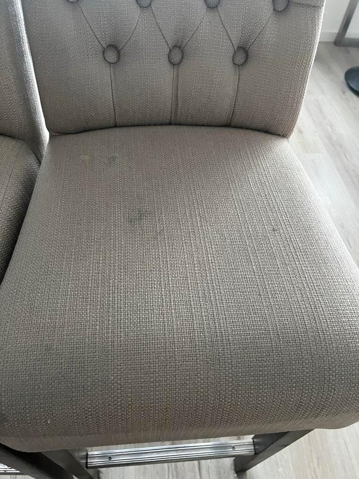 Mooie barkrukken - set van vier, Huis en Inrichting, Stoelen, Gebruikt, Twee, Stof, Grijs, Ophalen