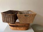 zeegras mand en donker rieten mand  en rieten wieg, Ophalen, Gebruikt, Mand, Riet