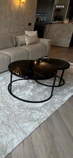 Zwarte Salontafels, Huis en Inrichting, Tafels | Salontafels, Ophalen, Rond, 50 tot 100 cm, Zo goed als nieuw