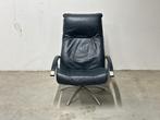Kebe design relaxfauteuil – blauw leer, jaren ’80, Huis en Inrichting, Fauteuils, Gebruikt, -, -, 75 tot 100 cm
