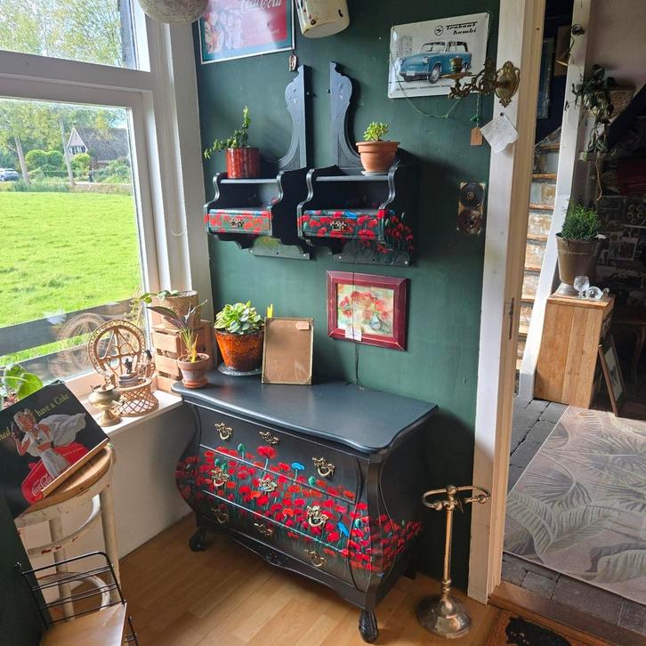 Set van 3 klaprozen ladekasten, Huis en Inrichting, Kasten | Ladekasten, Zo goed als nieuw, Minder dan 100 cm, 50 tot 100 cm, 25 tot 50 cm