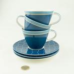 3 x Villeroy & Boch Caffè Club kop en schotel, blauw, Huis en Inrichting, Keuken | Servies, Ophalen of Verzenden, Zo goed als nieuw
