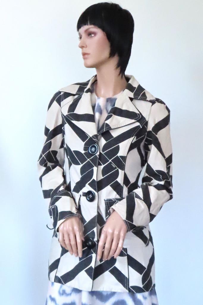 DEPT Geweldige Crème/Zwarte Jas Geographische Print 38 M, Kleding | Dames, Jassen | Zomer, Zo goed als nieuw, Maat 38/40 (M), Wit