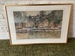Aquarel Schilderij Leonie Lutomirski Stadsgezicht Dinant, Ophalen of Verzenden