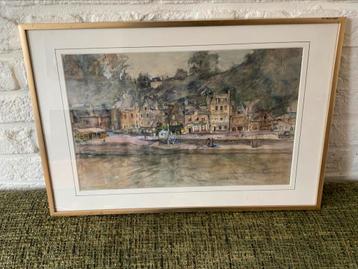 Aquarel Schilderij Leonie Lutomirski Stadsgezicht Dinant beschikbaar voor biedingen