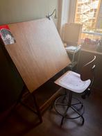 Tekentafel hout verstelbaar vintage met stoel, Doe-het-zelf en Verbouw, Tekentafels, Ophalen, Zo goed als nieuw, 170 cm of meer