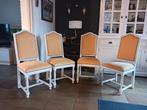 4 Massief Eiken Brocante Eetkamerstoelen Mulleman, Huis en Inrichting, Ophalen, Gebruikt, Wit, Vier
