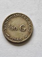 1/10 gulden wilhelmina curaçao zilver 1948, Zilver, Koningin Wilhelmina, Ophalen of Verzenden, 10 gulden