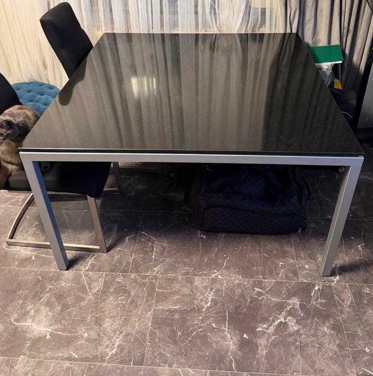 Op maat gemaakte granieten tafel met poot, Huis en Inrichting, Tafels | Eettafels, Zo goed als nieuw, 100 tot 150 cm, 100 tot 150 cm