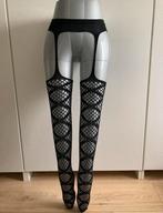 Zwarte open jarretel met motief, Kleding | Dames, Leggings, Maillots en Panty's, Verzenden, Zo goed als nieuw, Zwart, Panty