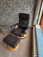 Fauteuil met voetenbank - Stressless, Ophalen, Gebruikt, 50 tot 75 cm, Leer